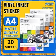 Vinyl Sticker Waterproof A4 Matte / Glossy / Transparent 20Sheets Itech Brand High Quality