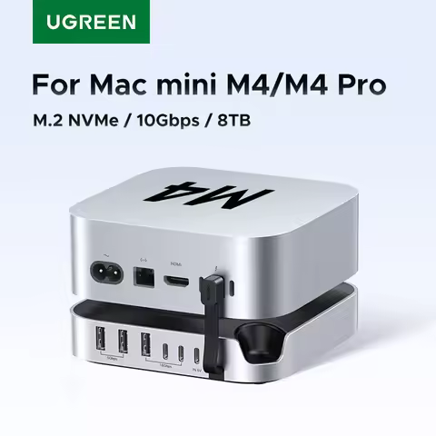 UGREEN USB HUB Docking Station for Mac Mini M4 M4 Pro M.2 NVMe SSD 8TB Max 10Gbps USB-A&C Ports SD&T