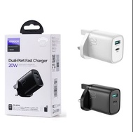 20W 迷你智能快速充電器Type C 20W Dual Port Fast Charger QC3.0+PD Portable Mini Fast Charger Block Cell Phone Wall Charger Adapter Quick Charging for iPhone 12/13 Series - Black / White JOYROOM JR-QP2011