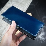 【客製化禮物】【零錢位 商務長夾】藍色Cordovan馬臀皮 客製化刻