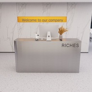 Light Luxury Stainless Steel Cashier Reception Bar for Shop, Salon, Gym & Dance Studio
