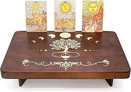 Tree of Life Altar Table with Tarot Card Holder, Small Wooden Meditation Table Aesthetic Alter, Witc