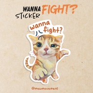 Wanna Fight Cat Stickers, Cute Angry Cat Sticker, Animal Stickers, Waterproof Decorative Journal Sti