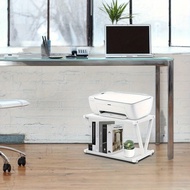 2pcs Vintage Desktop Printer Stand, Modern Dual-Layer Wooden Printer Rack, White Wooden Storage Book