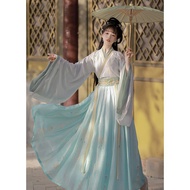 Hanfu Hanfu Moslem Wide Sleeves Wei Jin Style Cross Collar Waist Set