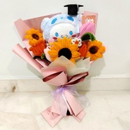 [Free Wish Card] Sunflower Chenille Flower Bouquet Graduation Farewell Wedding Event Gift Valentine 