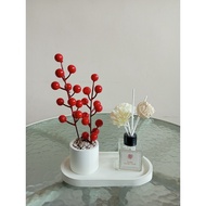 HOME DECOR CHERRY BERRY WITH DIFFUSER TABLE DECORATIVE/ GOLD PEACOCK FEATHER CHERRY BERRY/ CHERRY BE