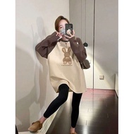 t shirt oversize t shirt budak perempuan t shirt lengan panjang perempuan t shirt ootd Musim Bunga dan Musim Luruh Musim Sejuk Baru Kapas Baru Lengan Raglan Kontras T-Shirt Wanita Lengan Panjang Longgar Butt Menutup Baju Asas