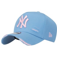 NY hat ripped pink embroiderybiru/damage 9fifty A-Frame latest model for men and women street wear