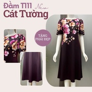 Đầm trung niên phom xoè mềm mát mịn quà tặng bà tặng mẹ T111 - Thời trang Cát Tường