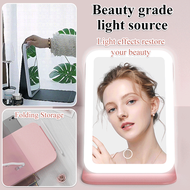 Portable Led Makeup Mirror Foldable Table-mounted Square Mirror With Light Vanity Mirror