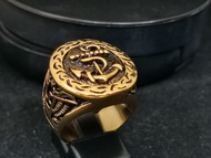 Biker Punk Stainless Steel Gold Plated Anchor Eagles Ring.
