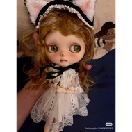 White Lace Dress With Cat Ears Headband Handmade For Blythe Dolls (Blythe)