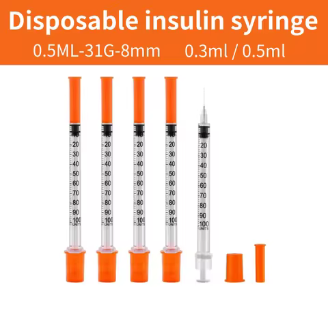 1ml/cc 31G*6mm Disposable Sterile Orange Insulin Syringe With Needle,Individually Packed For Liquid 