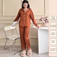 Autumn Winter Long-Sleeved Pajama Women'S Pajamas Vietnamese Linen Pants (Brown)