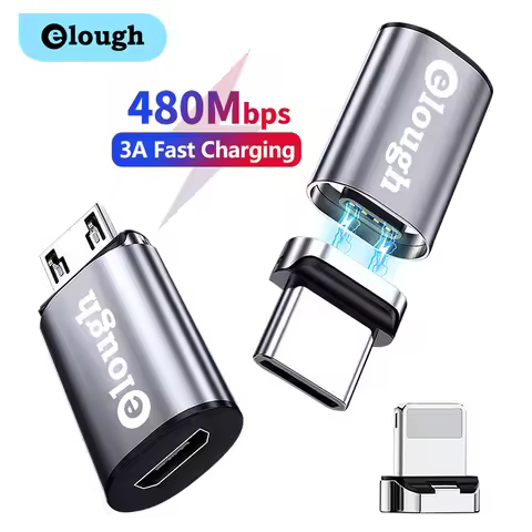 Elough OTG Adapter Magnetic Micro USB C Lighting Adapt Female Convertor For iPhone Xiaomi Poco Macbo