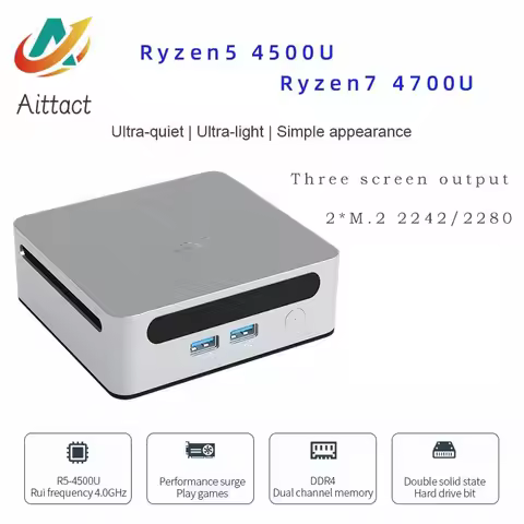 AITTACT New Mini PC AMD Ryzen5 4500U Ryzen7 4700U CPU 2.0GHz Up to 4.1GHz Windows 10/11 DDR4 Suporte