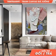 Wall painting, Original Abstract Painting White Textured Painting White 3D Texture Art Painting Pink