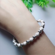 990 Foot Silver Simple Matte Finish Round Bead Bracelet