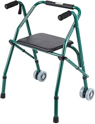 Walkers for Seniors Folding Walker with Seat Plate for The Elderly Four Feet Crutches Rehabilitation Walker Rollator -61 * 28 * 91cm Non-Slip Walking Stick with Hospital Walk Comfortable Anniversary