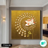 Square lotus wall art canvas painting TT99- 60 x 60 cm