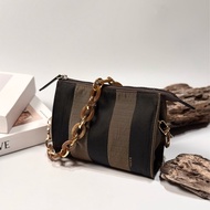 Fendi vintage 日本二手 中古復古古董 經典條紋老花 肩背包 側背包 手提包
