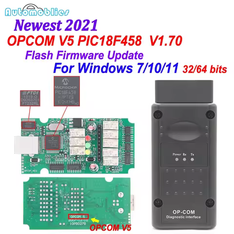 OPCOM V5 V1.70 PIC18F458 FTDI Flash Firmware update CAN BUS OP COM 1.70 For Opel 2021 OBD OBD2 Scann