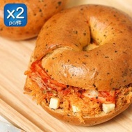 CC Bakery - 香蔥泡菜芝士辣肉鬆貝果BAGEL全人手制(2件)(急凍-18°C) 無油低糖鹽配方 麵包 包點