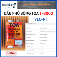 (Lon 850ml) Dầu Bóng Toa Dùng Phủ Bóng Gỗ Nội Thất Gỗ Đá Gạch T-8000 T8000
