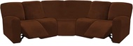 ULTICOR 7-Piece L Shape Sectional Recliner Sofa Covers, Velvet Stretch Reclining Couch Covers for Reclining L Shape Sofa, Thick, Soft, Washable (Chocolate, L Shape 5 Seat Recliner Cover)