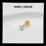 [Nano&Naon] Korean flatback artificial diamond lab-diamond earrings 2mm - Nano&Naon