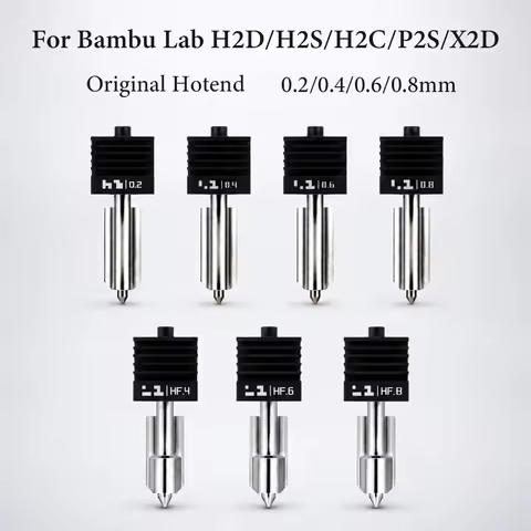 Original P2S X2D Hotend For Bambu Lab H2C H2S H2D Hotend Hardened steel 0.2/0.4/0.6/0.8mm Stain stee