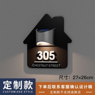 SOLAR + LED  Customize SOLAR HOUSE NUMBER PLATE Doorplate Number Light Home Door 太阳能充电发光 门牌号码牌 E4