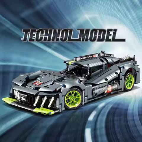 Technical NEW Peugeot 9X8 Hybrid Hypercar Building Blocks Model Sports Car Vehicle Assembly Brick To