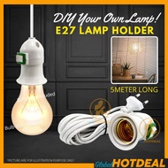 (EU 2PIN) Premium ES27 Lamp Holder Extension With 5M Cable with 2 Pin Plug And On/Off Switch Lampu B