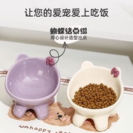 [in stock] Cat Bowl Ceramic Cat Bowl Cat Rice Bowl Water Bowl Oblique Cat Food Pet Bowl Dog Bowl Cat