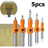 5Pcs Countersink Drill Bit Woodworking Chamfer Counter Bit HSS Drill Bit Tapered