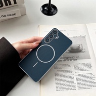 Phone Case Electroplated Silver Triangular Textured Magnetic Protective Cover for Samsung S25 S25Plu