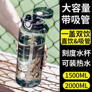 zojirushi thermal flask tumbler with straw Water Cup Boys Large Capacity High Temperature Resistant Kettle Bottle 2024 New Sports Construction Site Space Plastic Straw Anti-Fall Cu