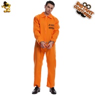 《427》Halloween Male And Female Couple Orange Prisoner Cosplay Party Costume Jumpsuit Uniform Suit 24