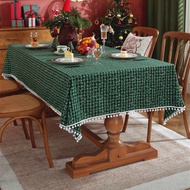 New Chritmas Tablecloth Yarn Dyed Table Cover Black Green Plaid Table Cloth for Buffet Banquet Parti