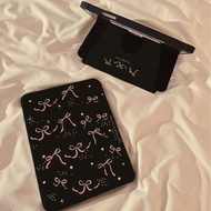 Black Background Pink Bow ipad7/8/9 Generation Protective Case mini6 Rotating Flat Case air3/4/5 Gir
