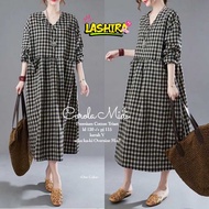 corola dress dres drees baju pakaian gamis midi big over size ukuran jumbo ld 120 xxxl bahan katun m