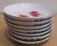 早期大同紅花小瓷盤 醬油碟 調味碟-三洋-直徑8.5公分