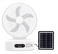Solar Desk Fan Solar Rechargeable Fan GD-9018 with Fm Radio Bluetooth Speaker and Led Ligh