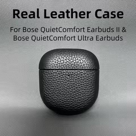 For Bose QuietComfort Ultra Earbuds and QuietComfort Earbuds II Real Leather Case for Bose Earphone 