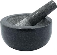 Kota Japan Large Black Granite Mortar &amp; Pestle Natural Stone Grinder for Spices, Seasonings, Pastes, Pestos and Guacamole