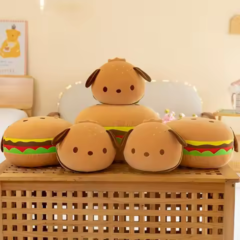 Burger dog Pillow Cushion-Fun Prank Gift,Cheeseburger Pillow,Plush Hamburger Plushie Pillow Toys Gif
