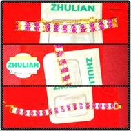 Rantai Tangan Zhulian Batu Cubic Zirconia Putih dan Merah 15.5CM