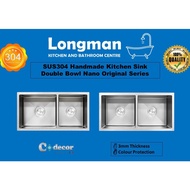 LONGMAN CODECOR SUS304 Stainless Steel Handmade Kitchen Sink Nano Original Series -Thicker, Deeper, Heavy-Duty &amp; Durable